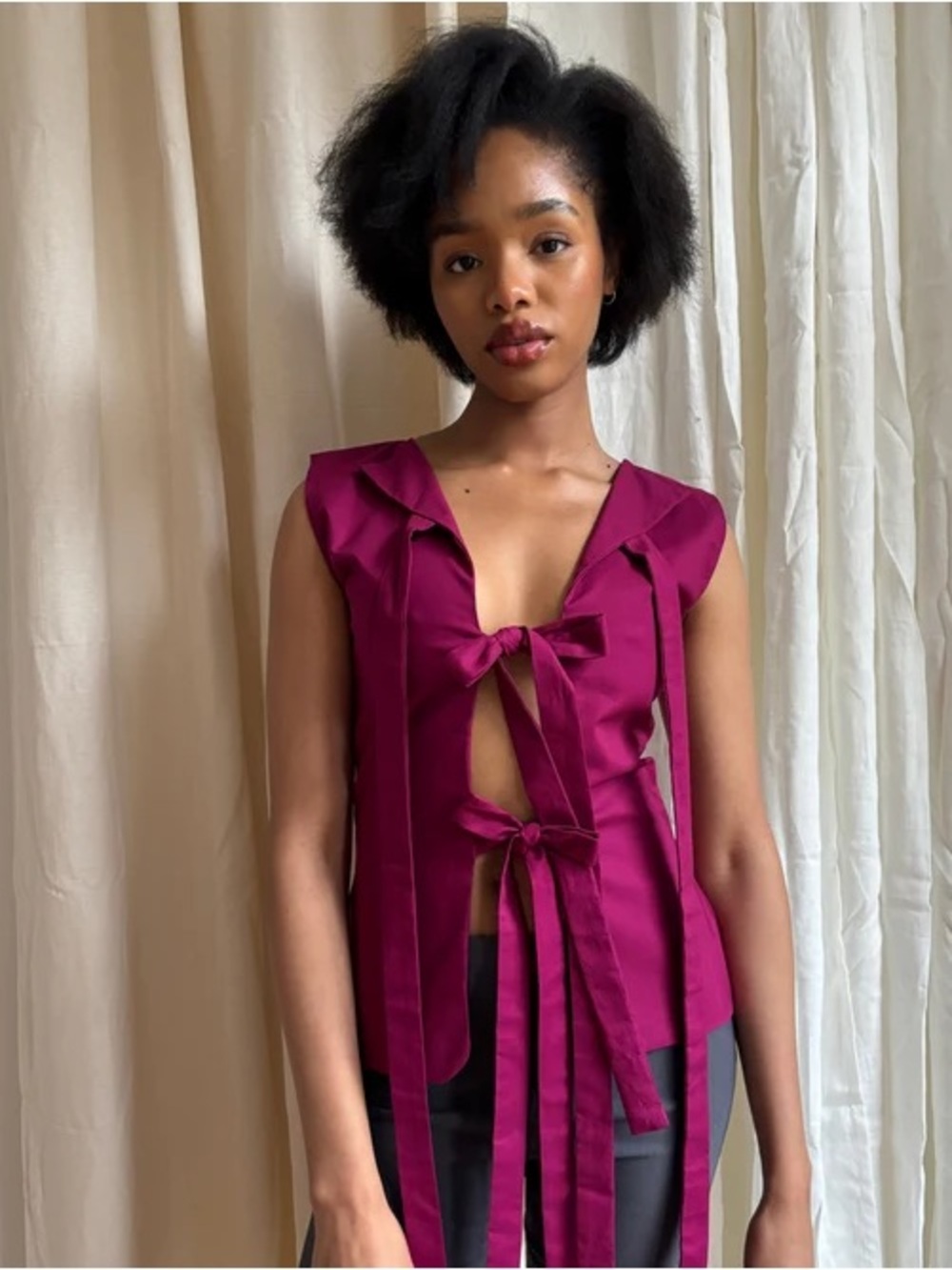 Atelier Tulpe tie top - Maroon